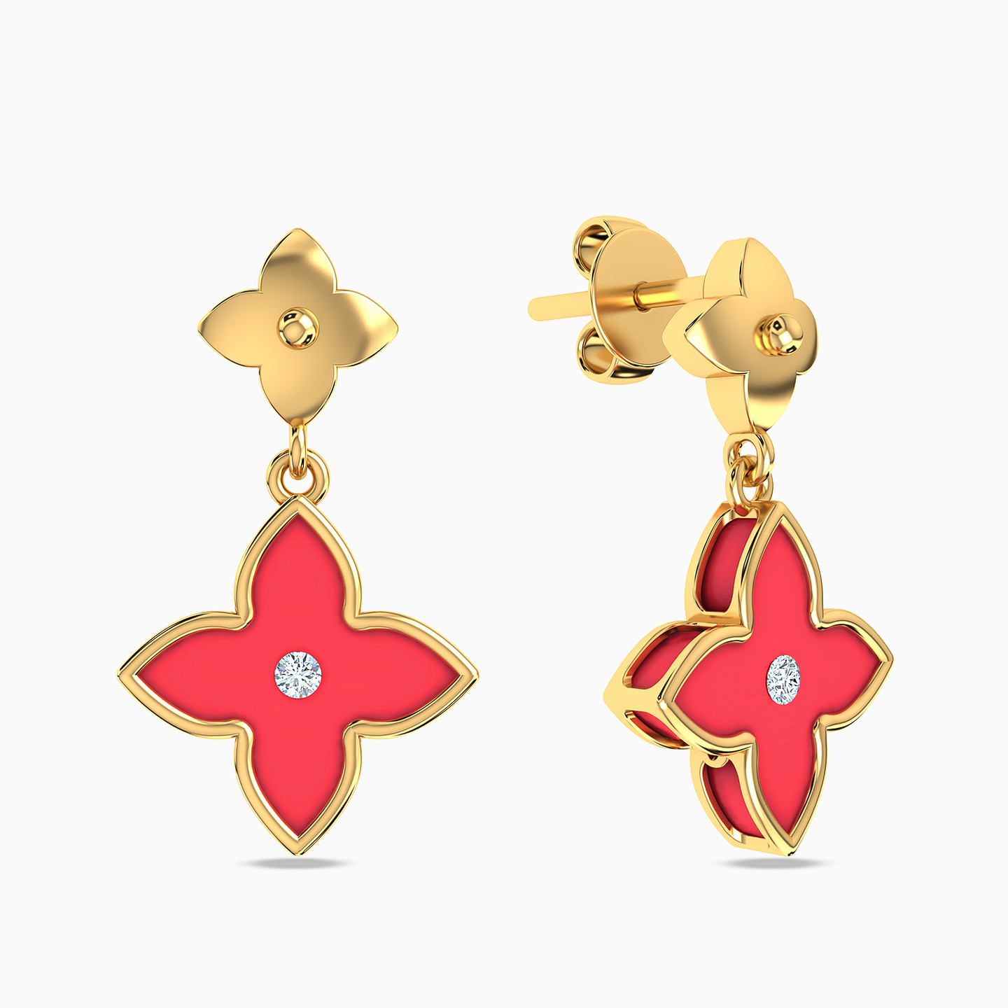 18K Gold Colored Stones Drop Earrings