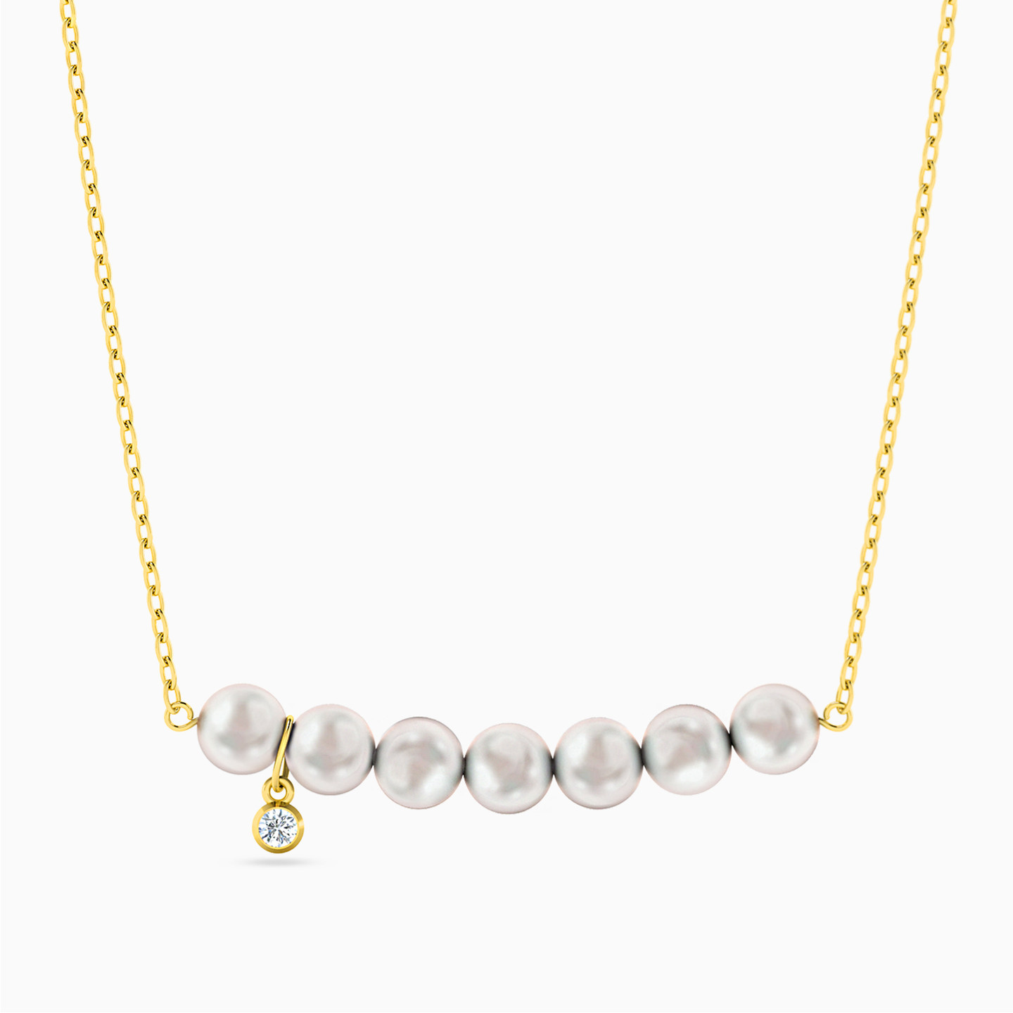 18K Gold Pearls Chain Necklace