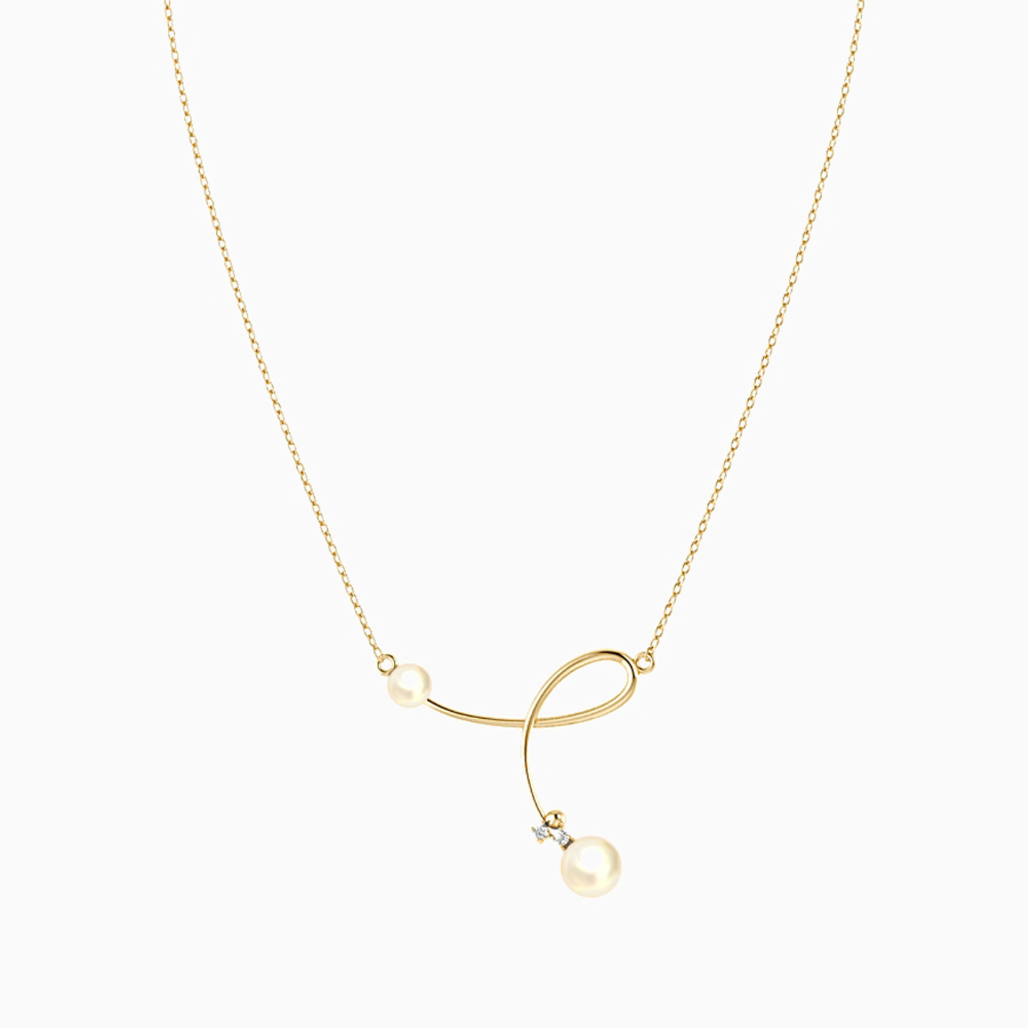 18K Gold Diamond & Pearls Pendant Necklace - 2