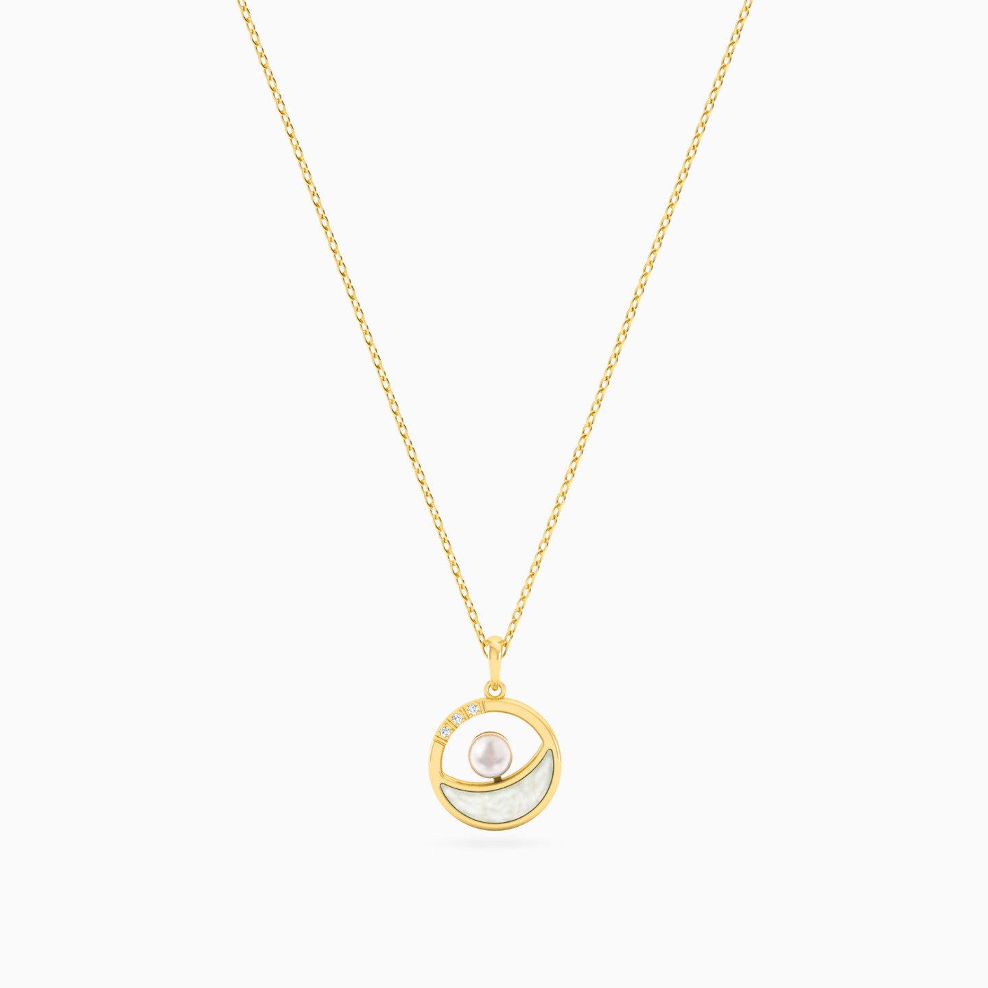18K Gold Diamond & Pearls Pendant Necklace - 3
