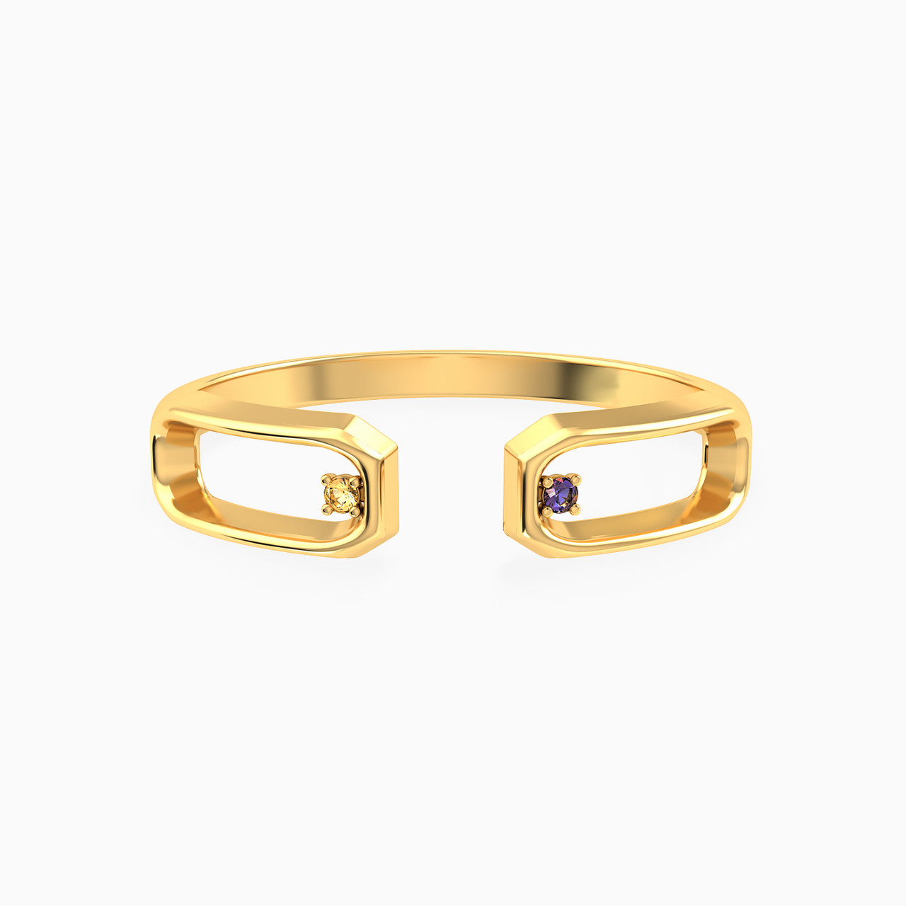 18K Gold Colored Stones Two-headed Ring