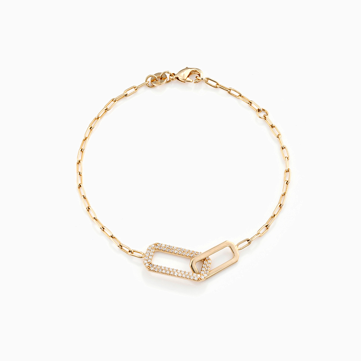 Gold Plated Cubic Zirconia Chain Bracelet