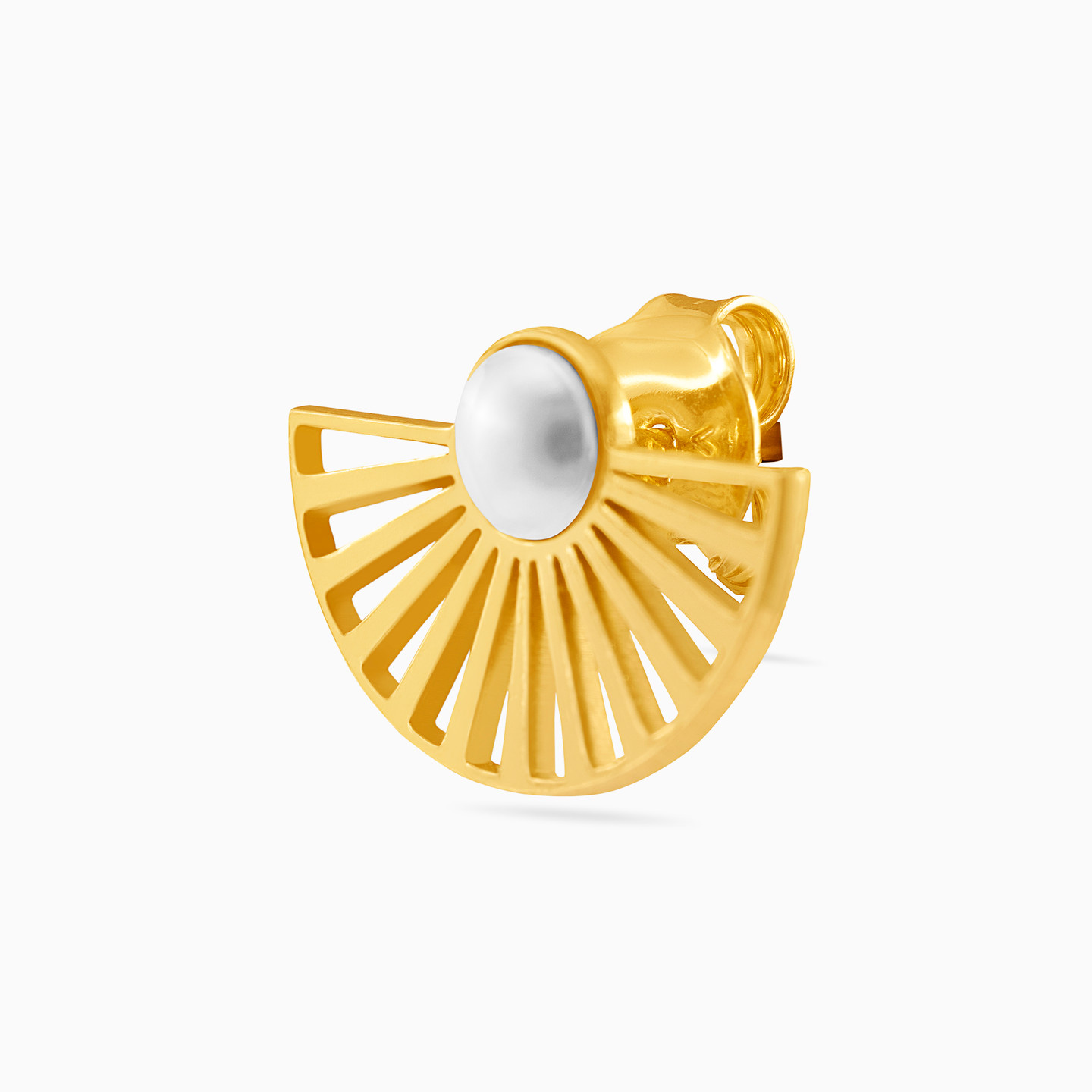 Gold Plated Pearls Stud Earrings - 3