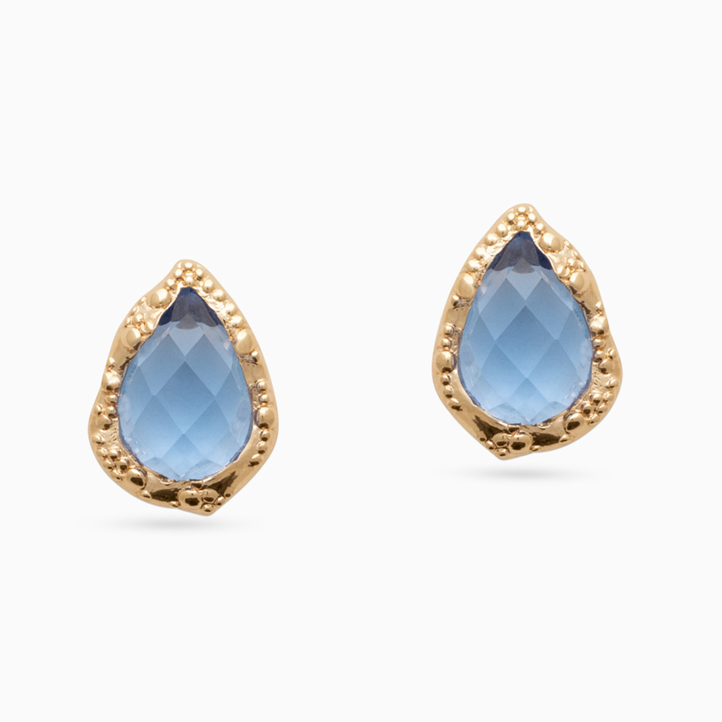 Gold Plated Colored Stones Stud Earrings