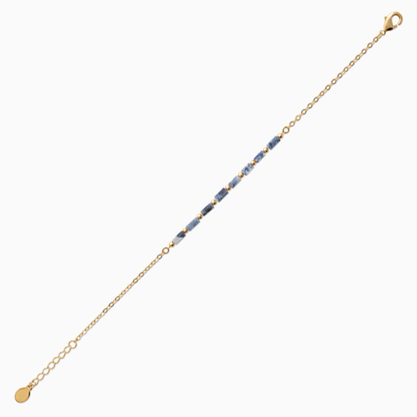 Gold Plated Colored Stones Chain Bracelet - 4