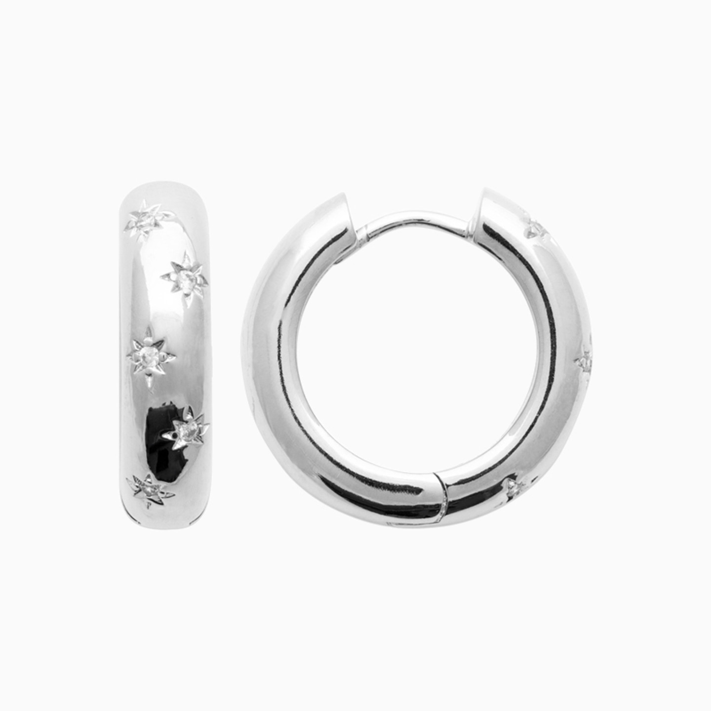Sterling Silver Colored Stones Hoop Earrings - 3
