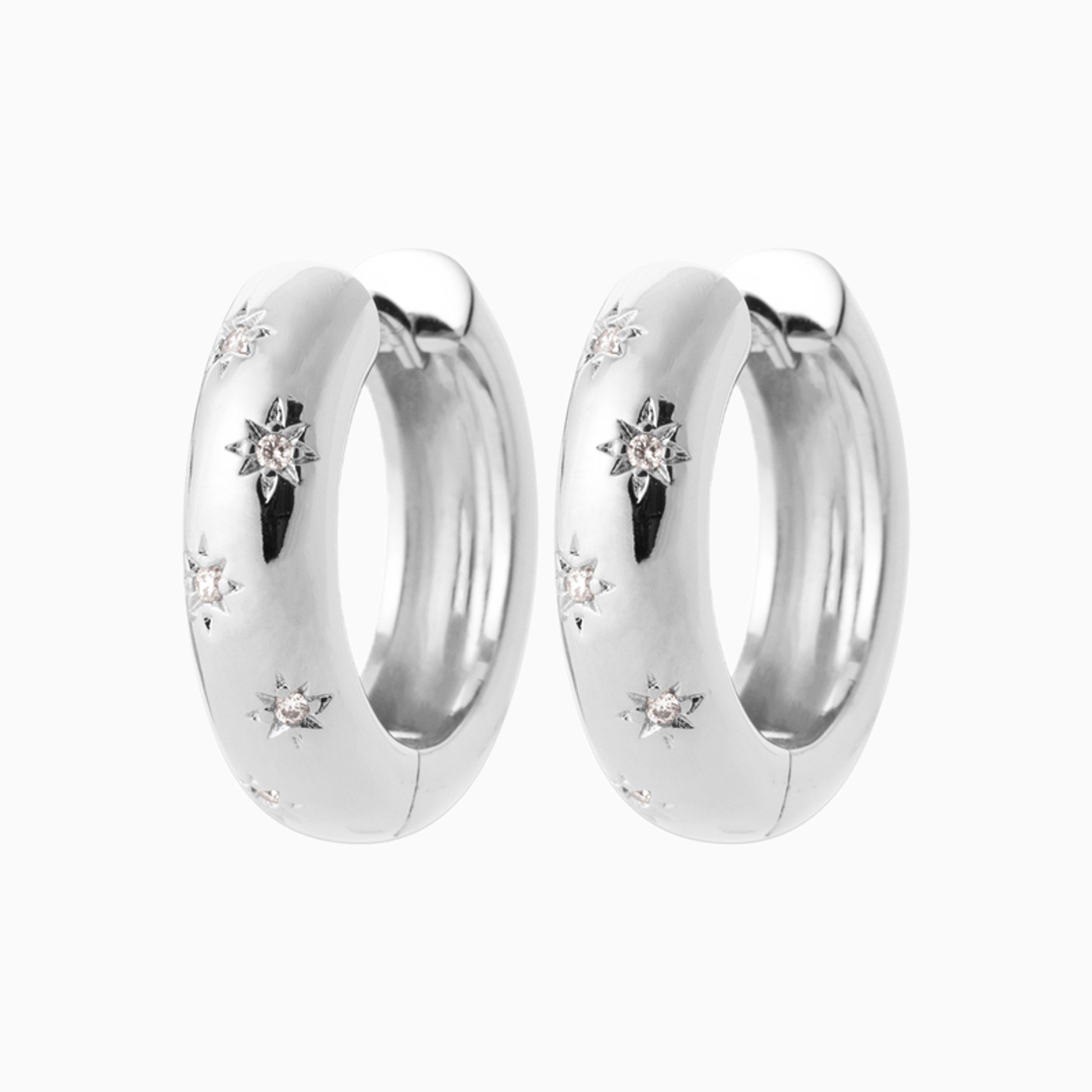 Sterling Silver Colored Stones Hoop Earrings