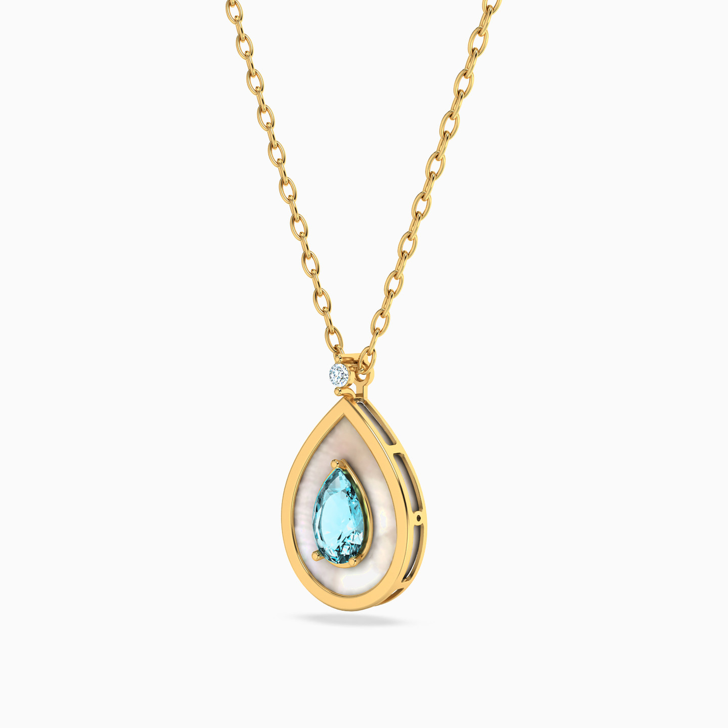 18K Gold Diamond & Colored Stones Pendant Necklace - 3