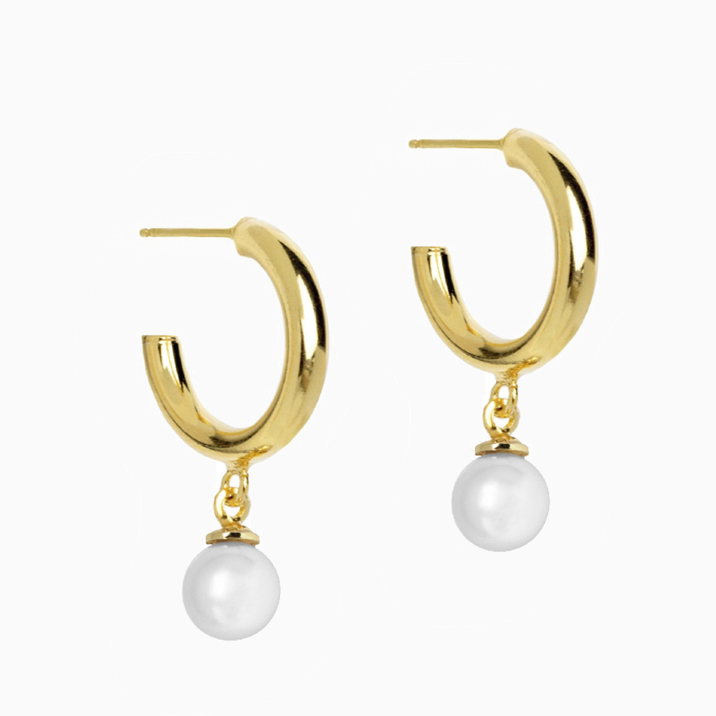 Gold Plated Pearls Hoop Earrings