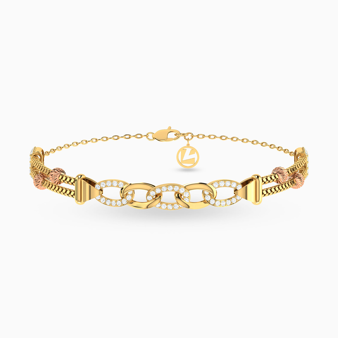 21K Gold Cubic Zirconia Chain Bracelet