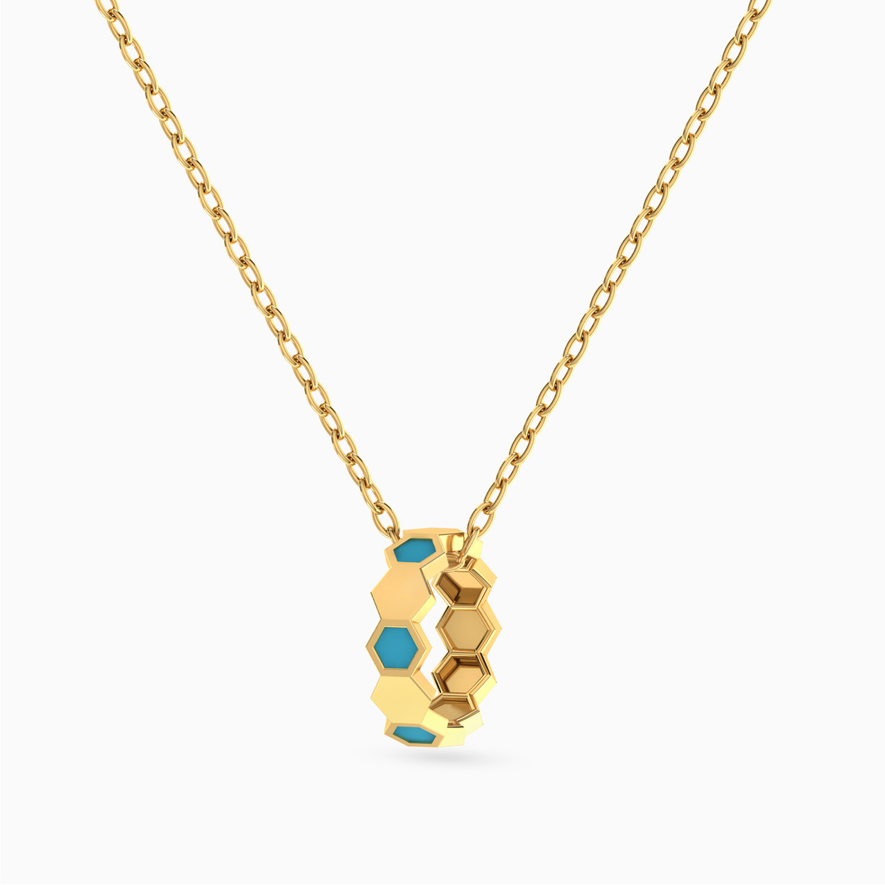18K Gold Enamel Coated Pendant Necklace