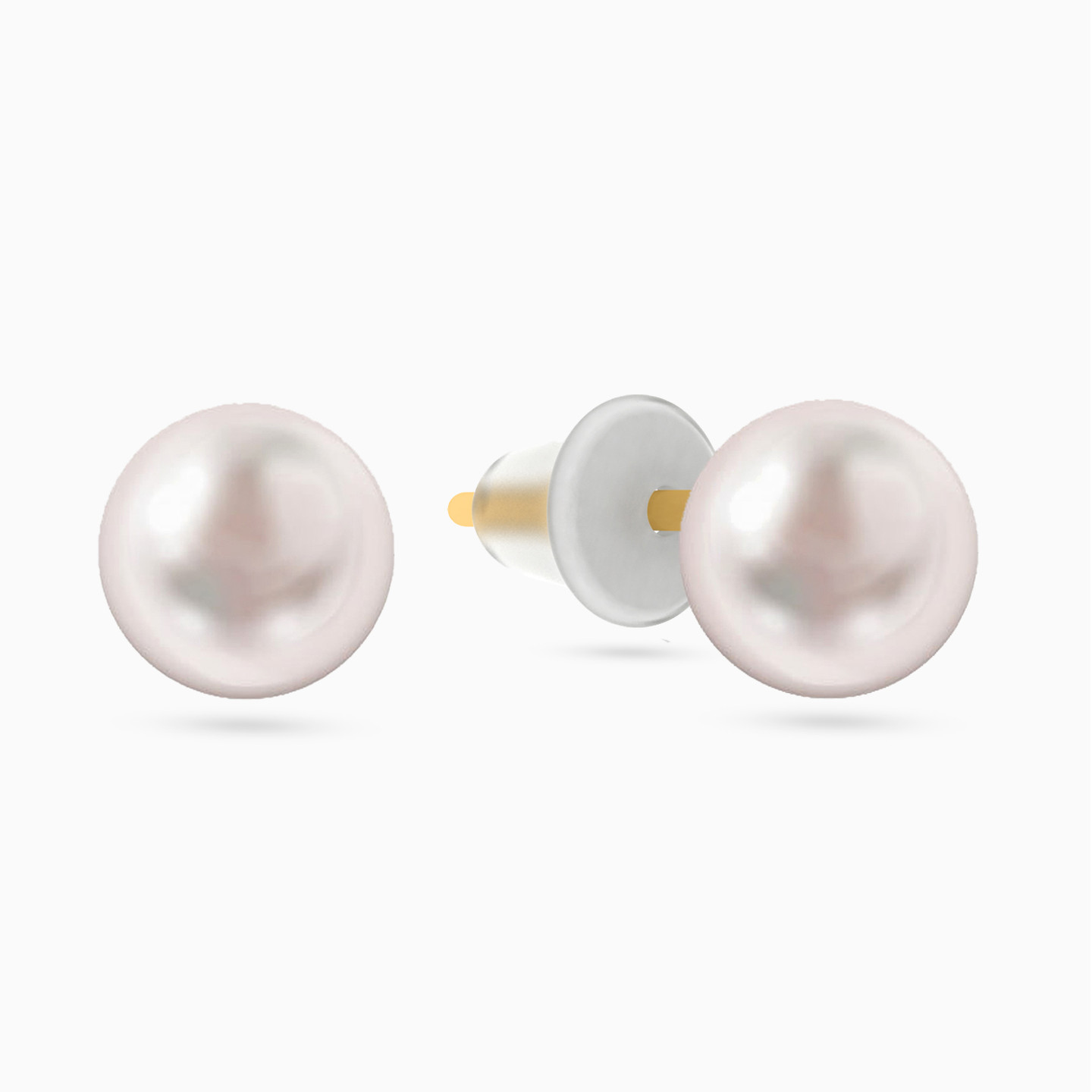 18K Gold Pearls Stud Earrings - 2